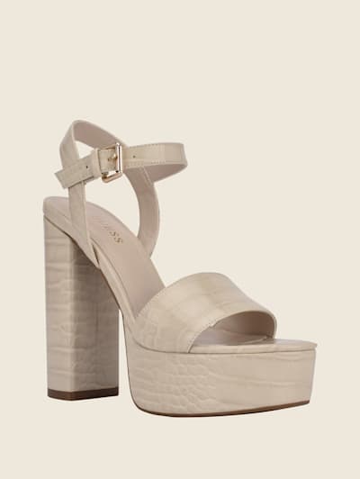 guess white platform sandals