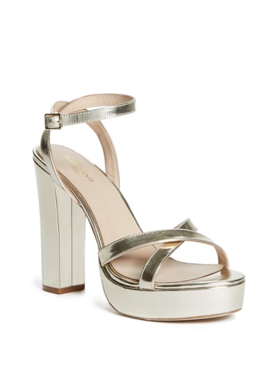 guess white platform sandals