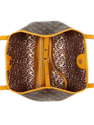 Guess Women's Vikky Large Brown Fashion '81 Tote Handbag Set 
