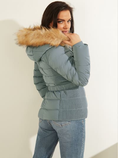 Eco Claudia Belted Down Puffer Jacket | GUESS
