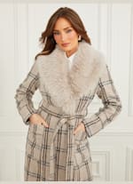 Charlize Sequin Plaid Wrap Coat | Marciano