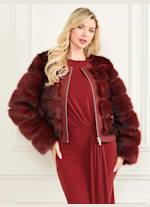 bubbles Long fur mini jacket アイボリー Real Down Long Jacket | GUESS