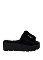 Factory Alista Faux fur Platform Slide Sandals Black 9
