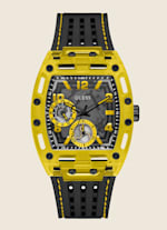 Yellow Exposed Dial Multifunction Watch GUESS