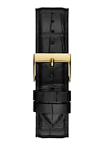 Gold Tone and Black Analog Leather Watch GUESS Canada