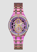 Iridescent Rhinestone Cut Through Multifunction Watch GUESS