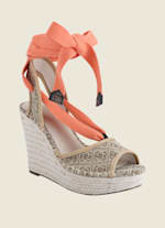 Halona Tie Espadrille Wedges GUESS