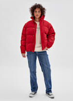 Guess red bubble jacket top