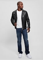 Guess Between Season Jacket male Black plain colored size XL