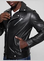 Guess tan leather jacket outlet
