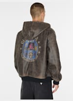 crackle leather hoodie | GUESS