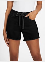 Tanya High-Rise Drawstring Denim Shorts | GUESS Factory