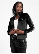 Eco Janess Logo-Tape Velour Jacket | GUESS Factory