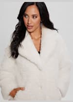 Guess white fur coat top