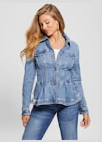 NEW 1826 Jeans Jacket Womens Small Blue Denim Button Up Rhinestones Stretch