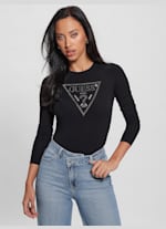 GUESS Factory womens Triangle Bodysuit Shirt, Honey Leather, X