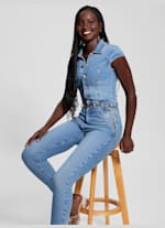 Guess Eco Nova Belted Denim Jumpsuit