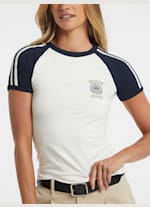 ★FANCY CLUB★ FY Patch Stripe Raglan Tee WHITEF25QB082 F25Q Slim Crest Logo Raglan Tee | GUESS Jeans
