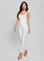 Guess white denim jumpsuit clearance