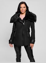 GUESS Lilia Faux fur Collar Coat Black XS