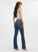 Crazy June Women's Plus Size High Waist Mini Flare Jeans, High