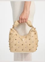 Isotta Raffia Rhinestone Hobo Bag