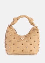 Isotta Raffia Rhinestone Hobo Bag