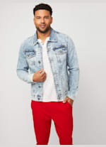 Factory Harold Hooded Denim Jacket Blue XXL