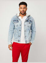 Factory Harold Hooded Denim Jacket Blue XXL