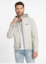 David Faux Leather Hooded Jacket