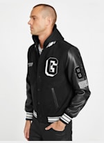 Factory Mark Hooded Varsity Jacket