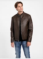 Davino Faux Leather Hooded Moto Jacket GUESS Factory