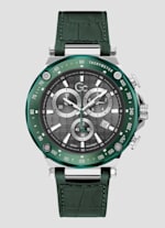 【WEB限定】 Chronograph Leather Green Watch GUESS | ラウンド用品・アクセサリー