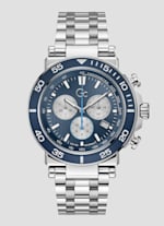 Silver-Tone and Blue Chronograph Sport Watch | GUESS