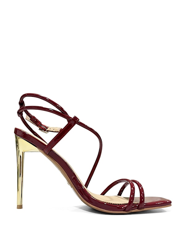 Maroon strappy heels best sale