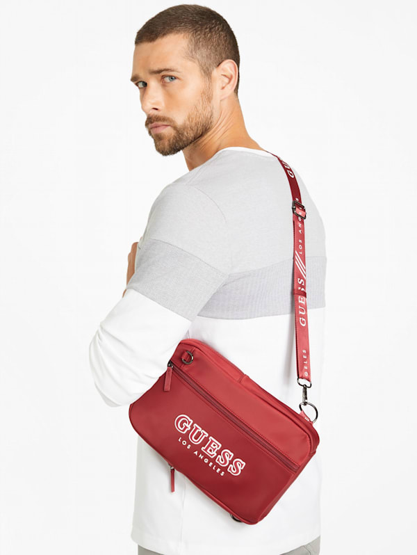 Factory Nylon Logo Sling Bag Red