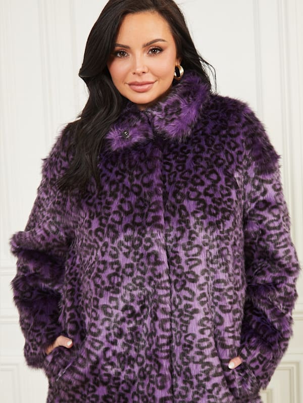 Guess pia faux fur coat clearance