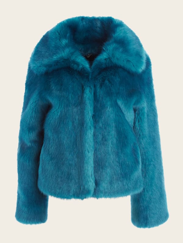 Guess blue fur coat clearance