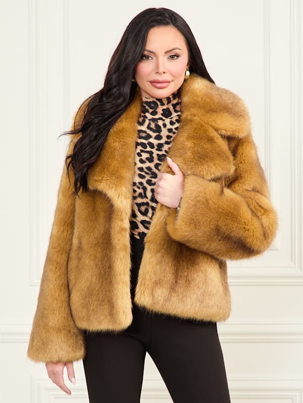 New Gwenda Faux Fur Jacket GUESS Canada