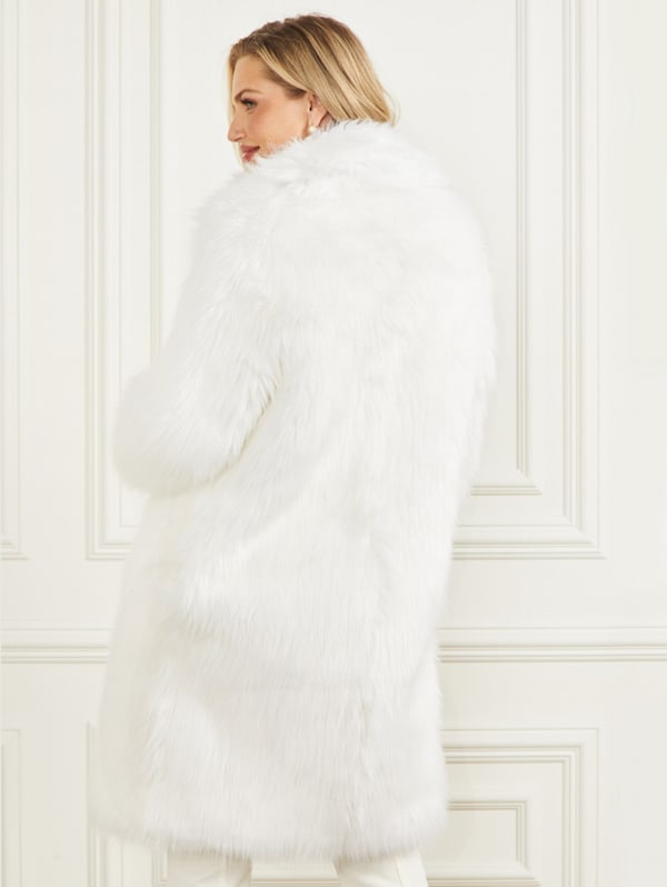 Guess white fur coat discount