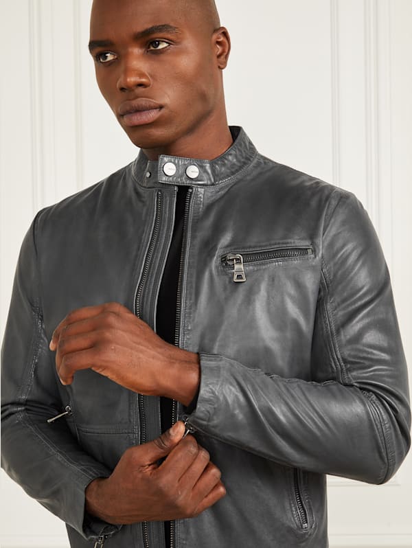 Leather biker jacket