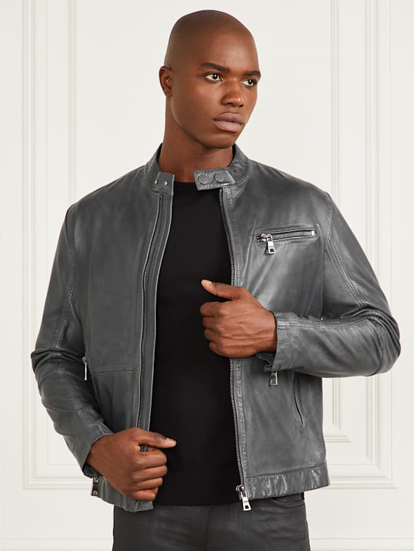 Leather biker jacket