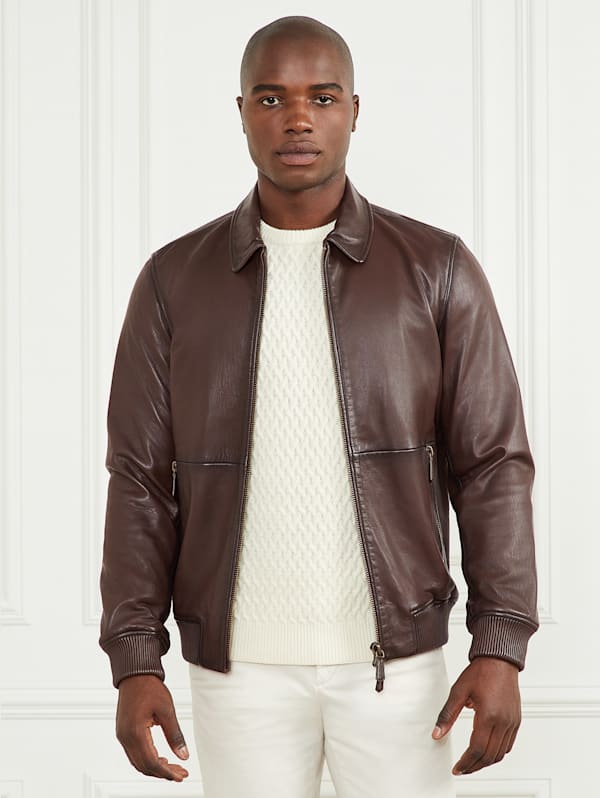 | Leather Dark Jacket Edges GUESS