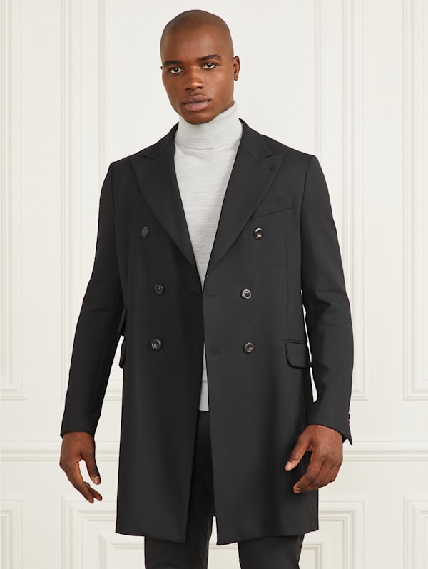 Black Wool Coat, Black Coat, Double Breasted Coat, Wool Coat