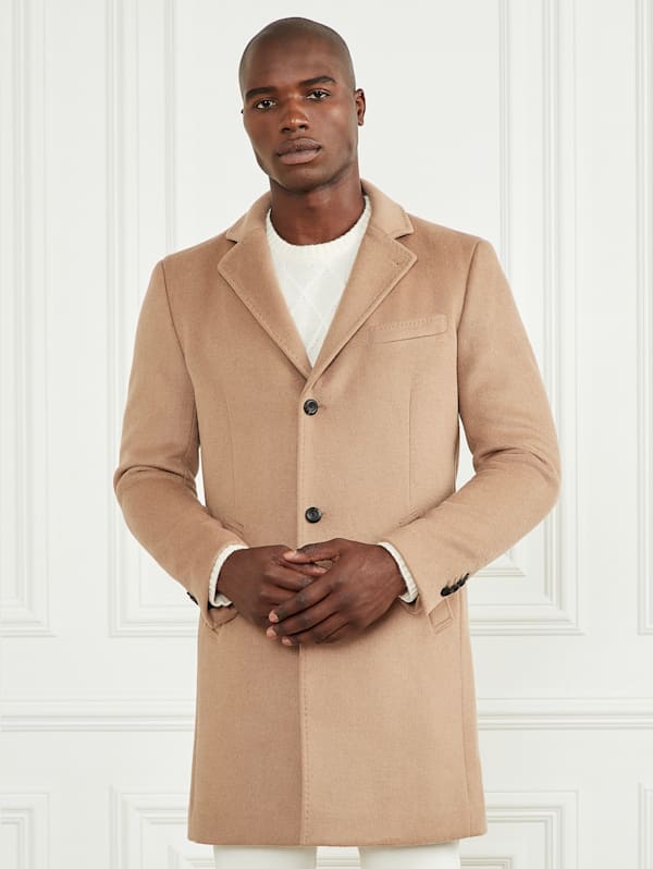 Single Breasted Wool Blend Coat GUESS