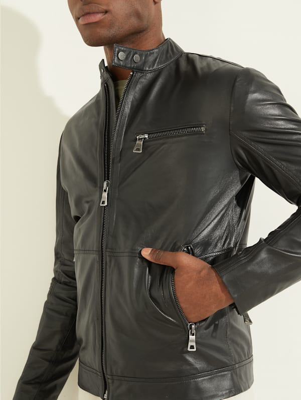 Guess leather biker jacket sale