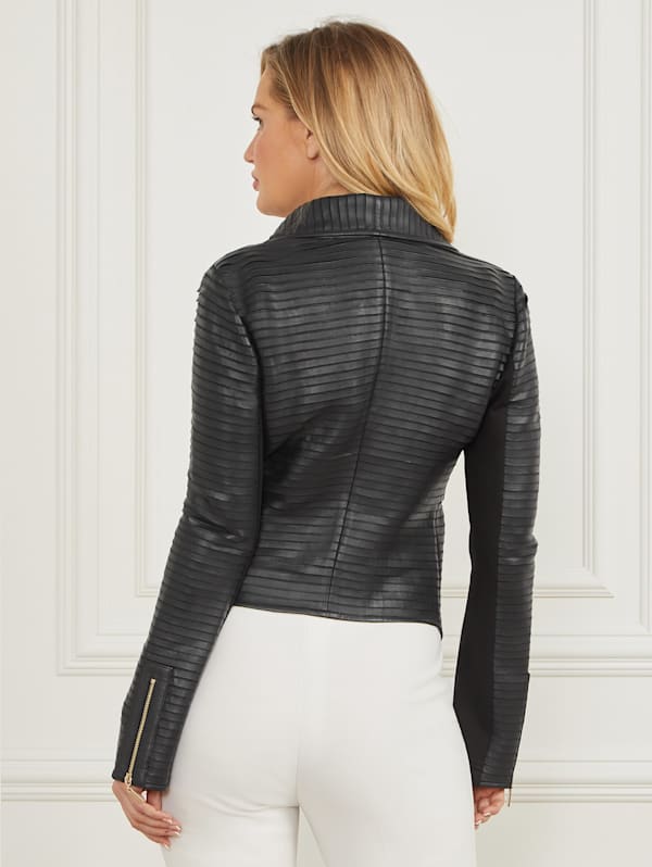 Shayna Drape Leather Jacket | GUESS