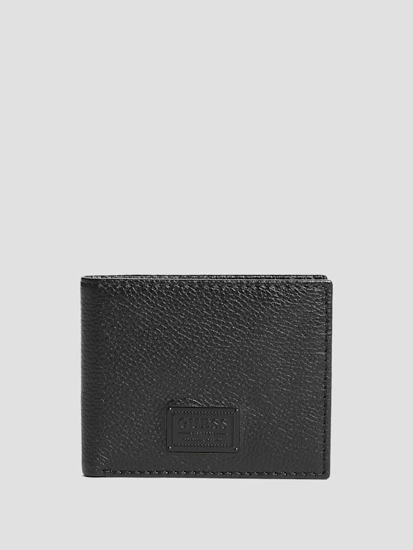 Guess Men's Leather Slim Bifold Wallet, Brown/Brown Logo, One Size