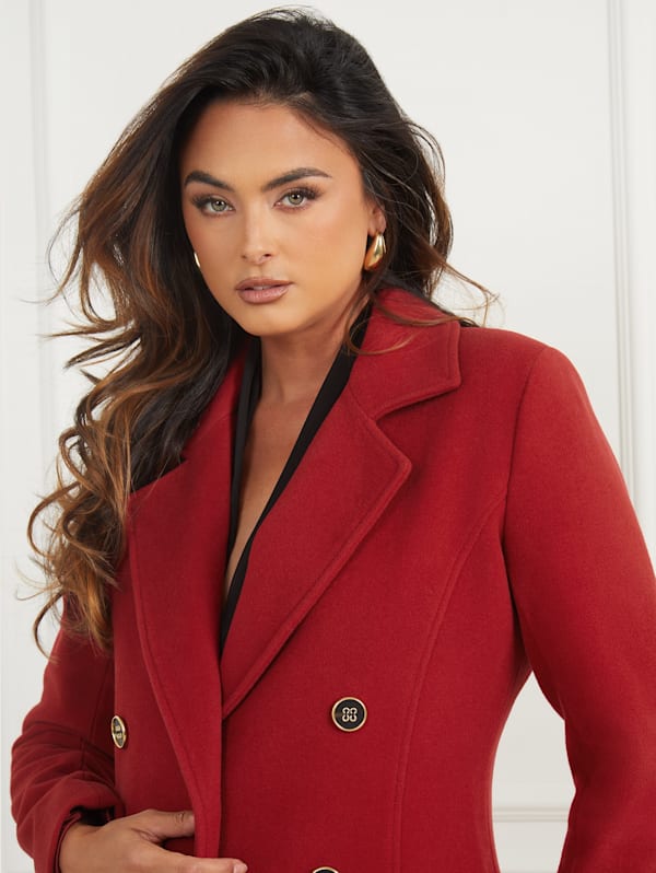 Guess fit and flare wool coat clearance