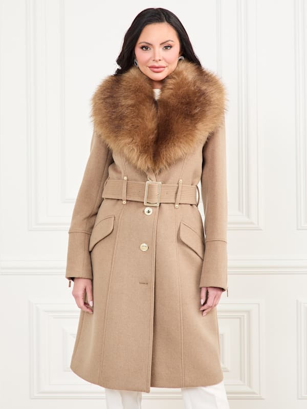 Wool coat on sale with fur